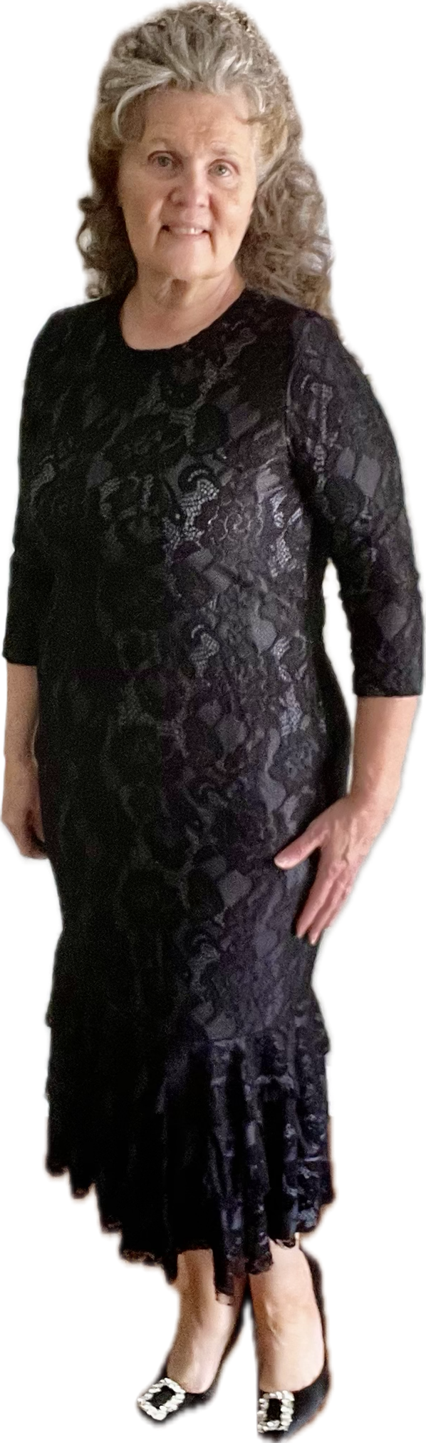 BLACK LACE MIDI DRESS WITH LINING Small only. FINAL SALE! Cannot Be Returned!