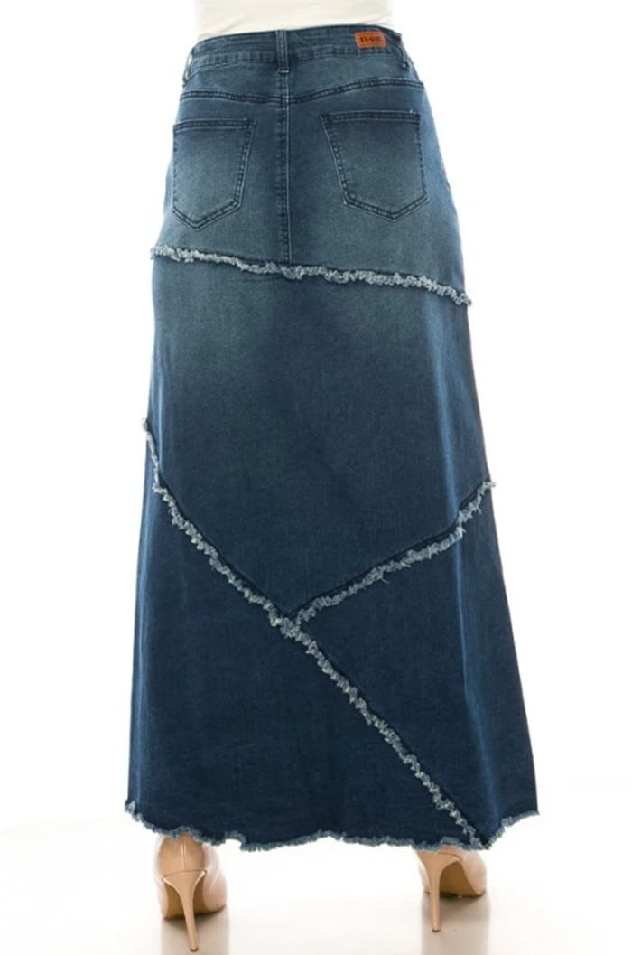 “ Vivian" Indigo Maxi Jean Skirt! S & XL FINAL SALE! Cannot Be Returned!