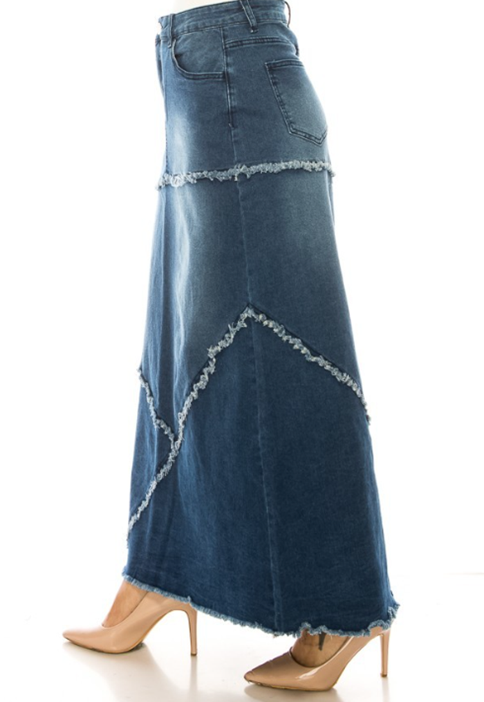 “ Vivian" Indigo Maxi Jean Skirt! S & XL FINAL SALE! Cannot Be Returned!