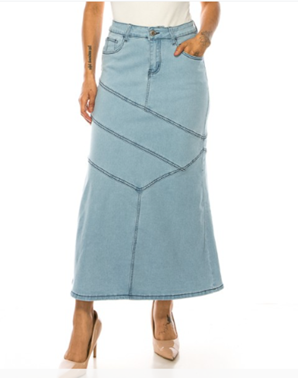 NEW! "Lucy" Light Vintage Maxi Jean Skirt: S-3X Arriving In Stock: 8/26 & 8/31