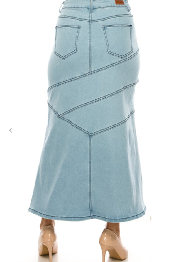 NEW! "Lucy" Light Vintage Maxi Jean Skirt: S-3X Arriving In Stock: 8/26 & 8/31