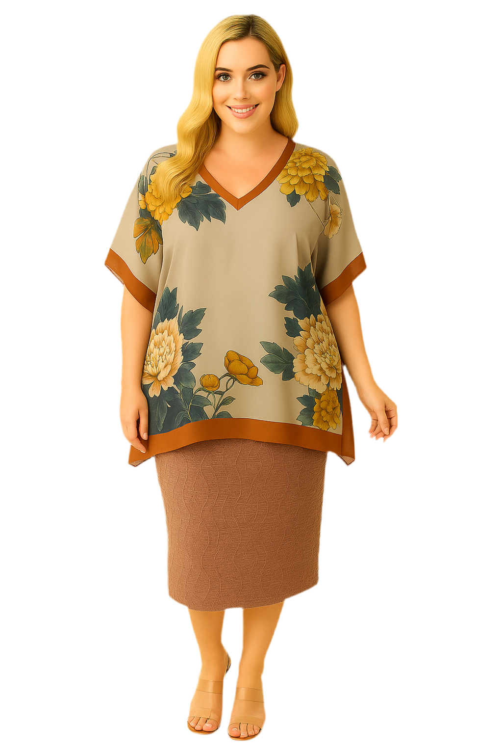NEW! Rust  Peony Red "V" Neck
