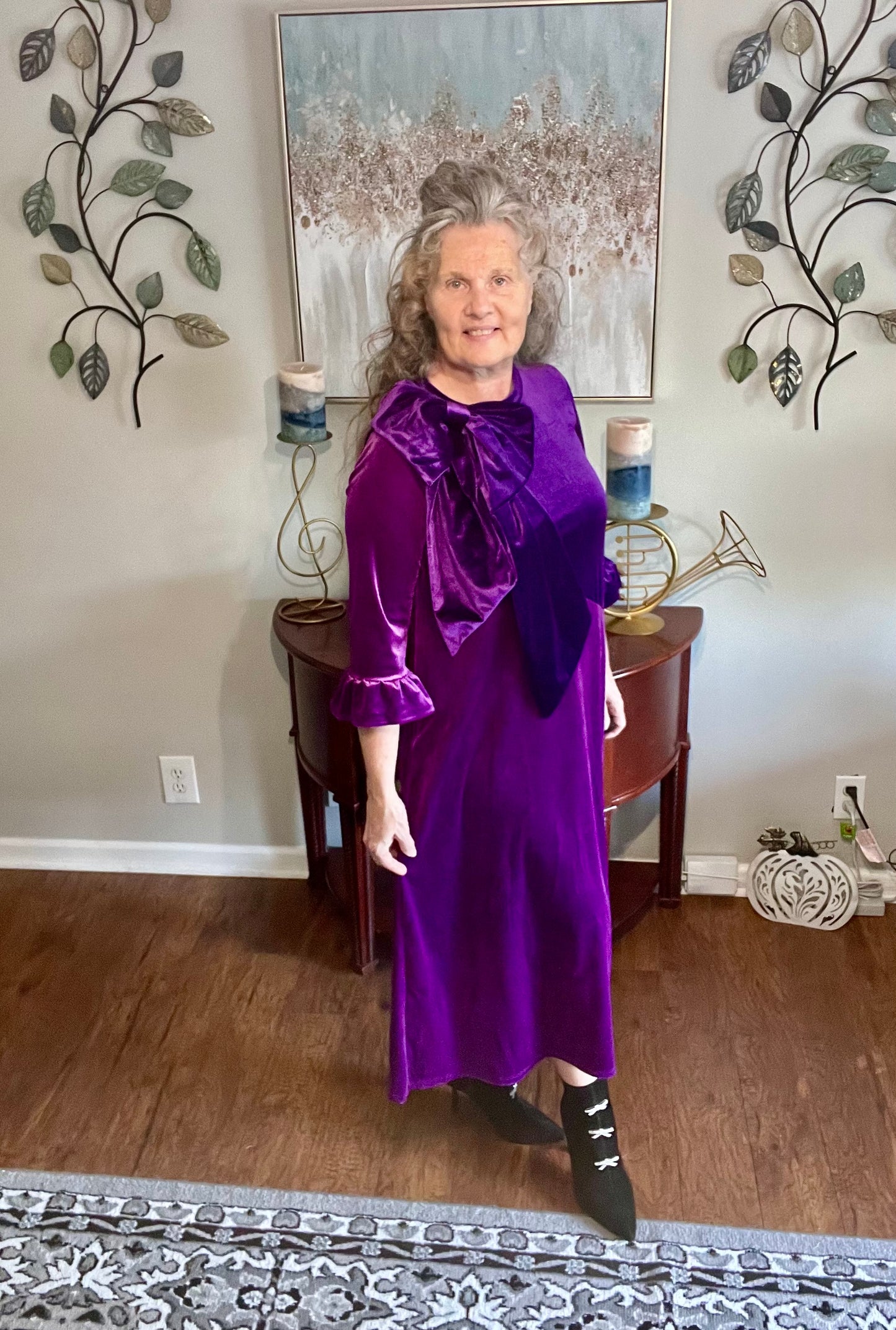 Purple/Plum Velvet Dress: S-3X. Can Be Returned For Exchange Only!