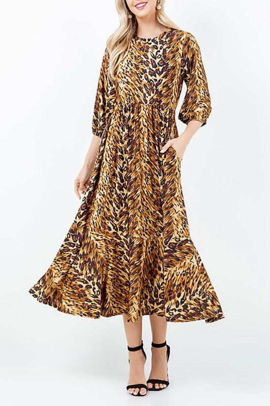 "Lynda" Animal Print Dress: S-L & 1X FINAL SALE! Cannot Be Returned!
