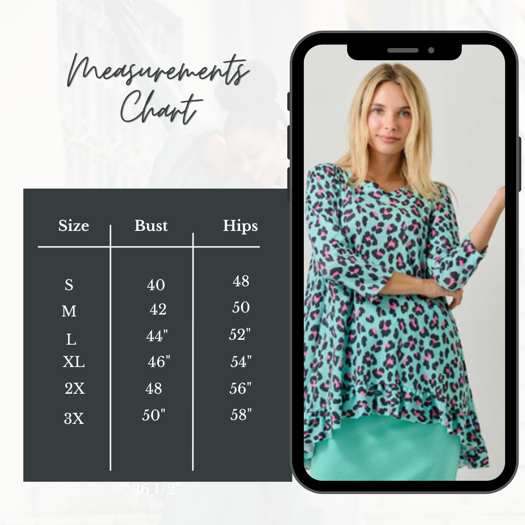 Aqua Cheetah Print Top! 1X only
