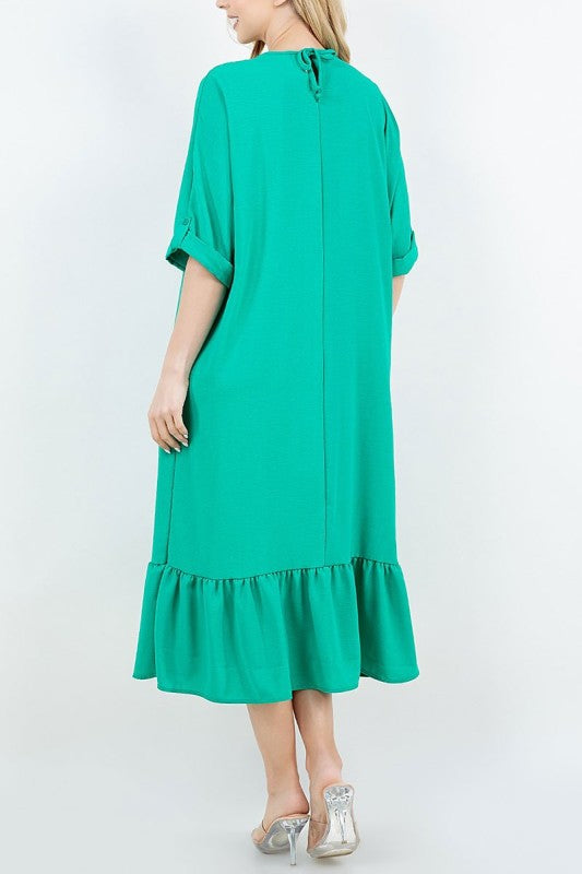 "Emerald" “Oversized “ Green Plus Dress: 1X-3X FINAL SALE! Cannot be Returned!