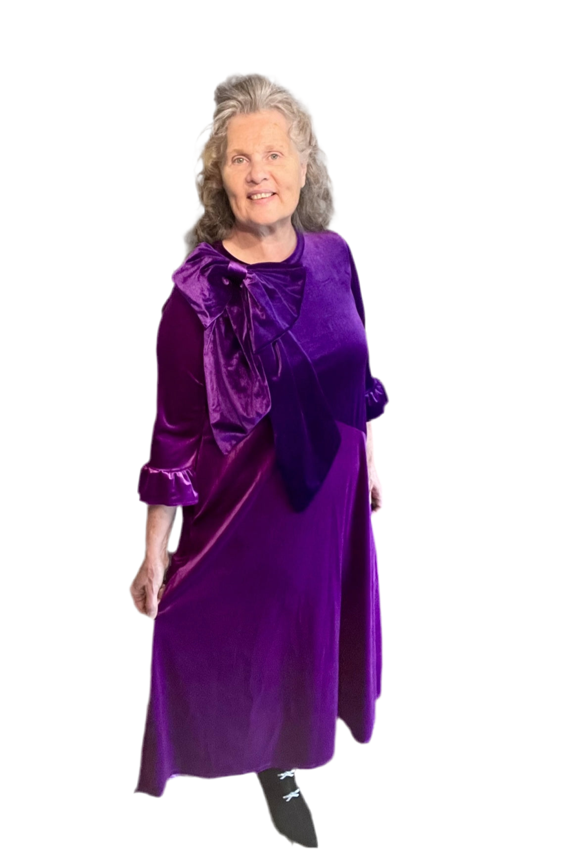 Purple/Plum Velvet Dress: S-3X. Can Be Returned For Exchange Only!