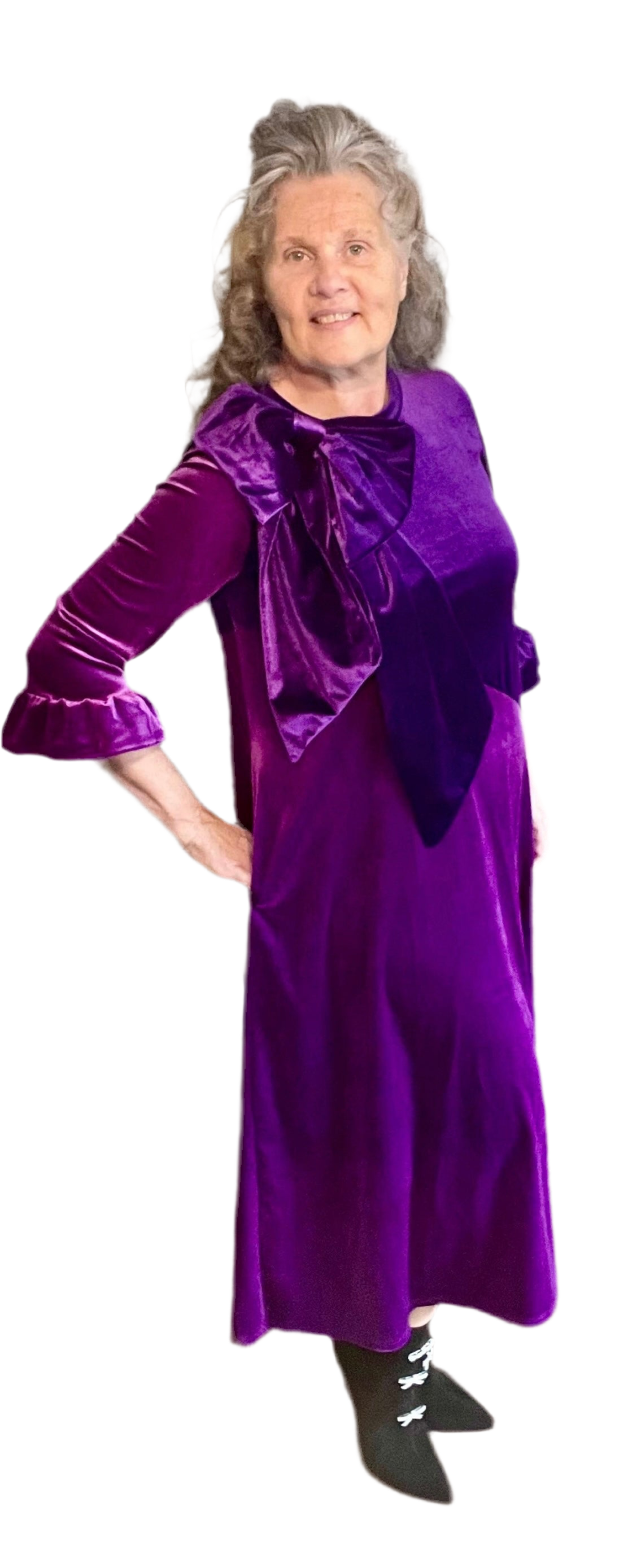 Purple/Plum Velvet Dress: S-3X. Can Be Returned For Exchange Only!