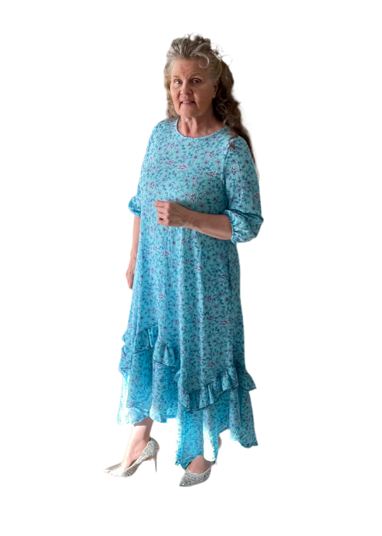 Sky Blue Print Dress S-3X
