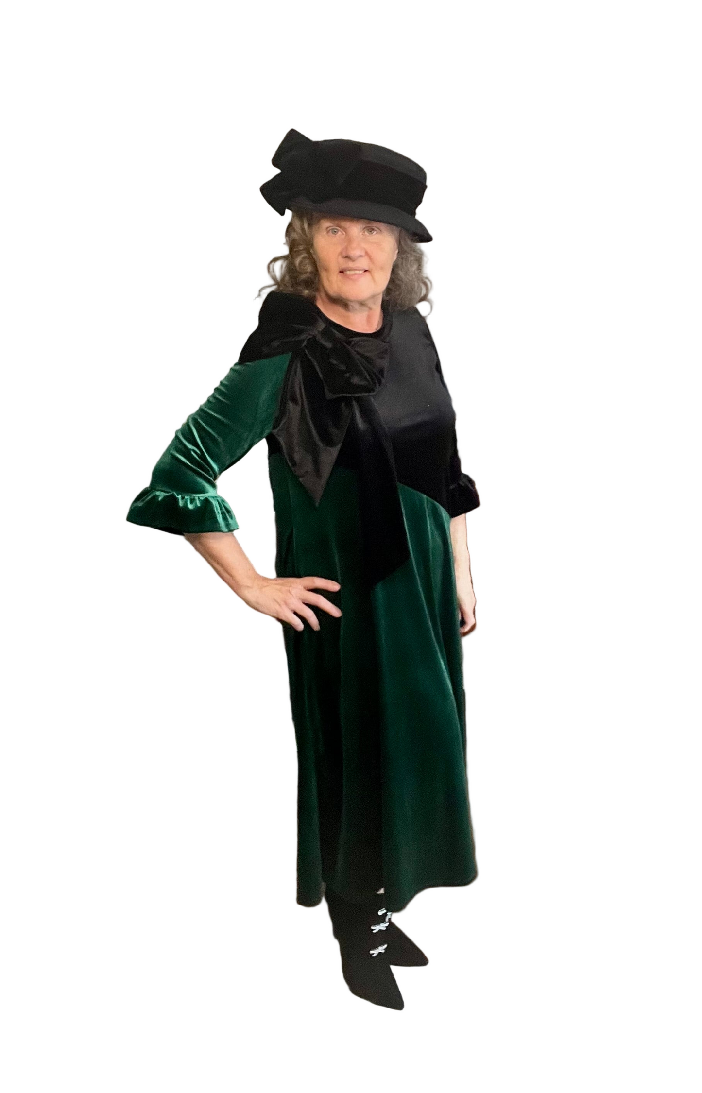 Green/Black Velvet Dress! M-3X.
