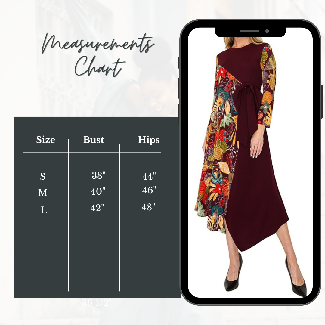 NEW! "Charlotte" Black/Floral Asymmetric Tie Dress: S-L  Arriving In Stock: 10/31