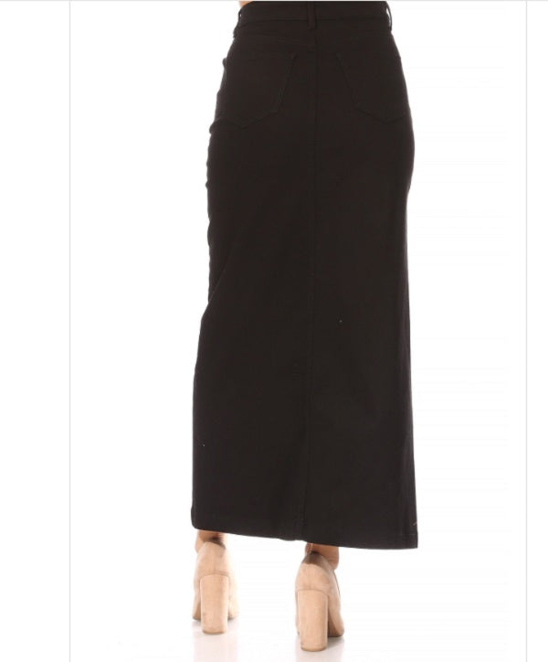 Style: #812 BLACK MAXI Jean Skirt: XS,S & L FINAL SALE! Cannot Be Returned!