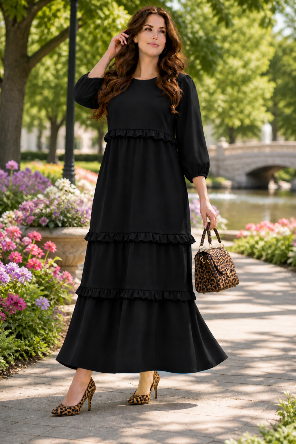 NEW! "Brandi" Black Ruffle Tiered Dress: S-3X Arriving In Stock: 5/16