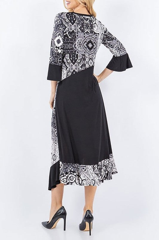 NEW! "Brittany" Black/White Print Dress: S-L