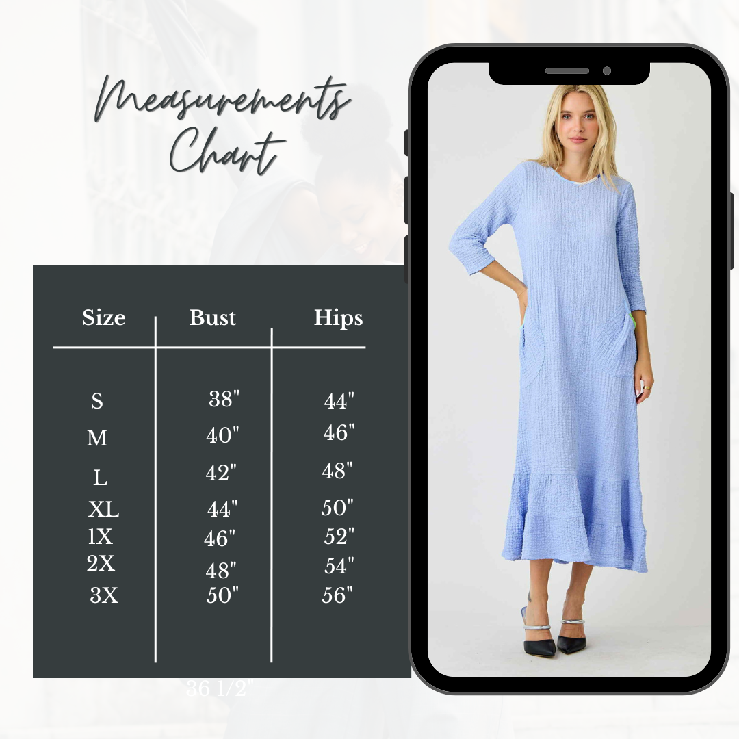 New! "Nicole" Blue Dress: S-3X Arriving In Stock: 10/10