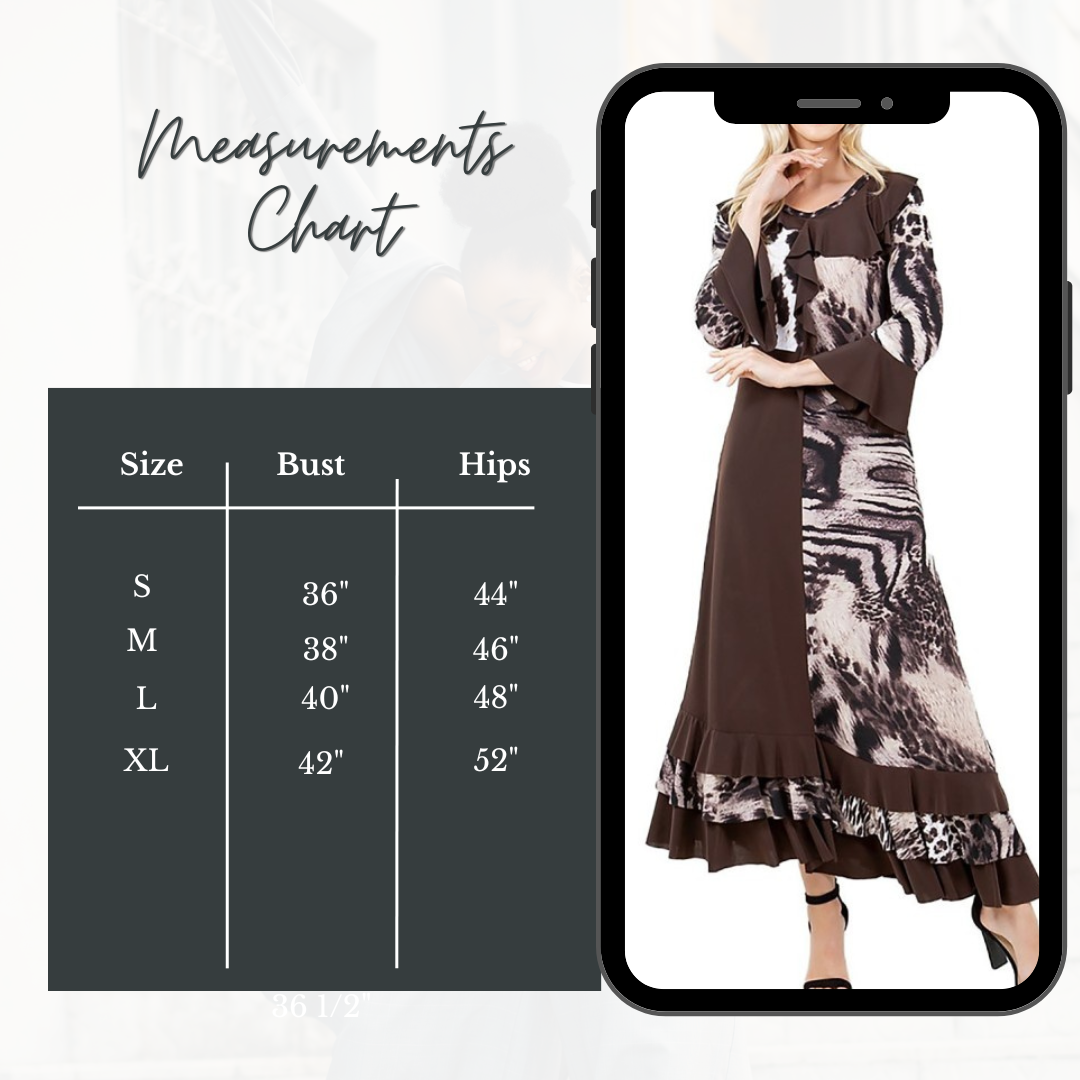 NEW! "Belinda" Brown/Animal Print Dress: Small