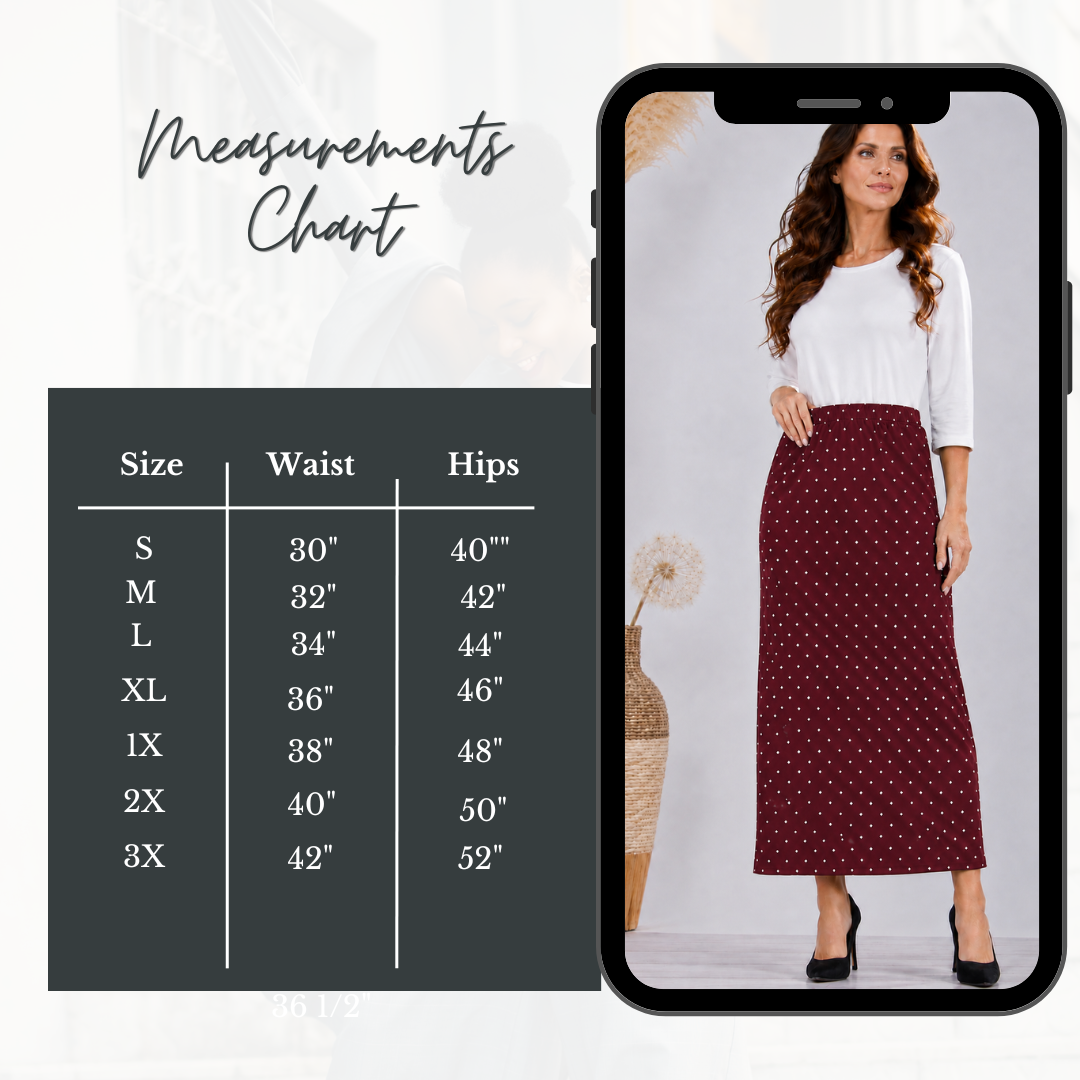 Burgundy Polka Dot Maxi Skirt: S-3X