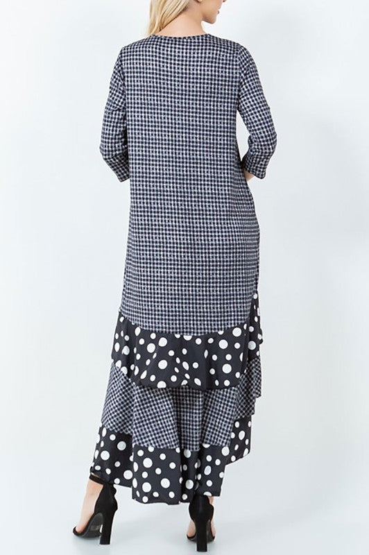 NEW!  "Charity" Check/Polka Dot Ruffle Dress: 2X