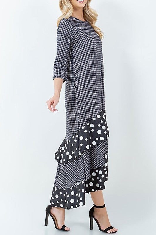 NEW!  "Charity" Check/Polka Dot Ruffle Dress: 2X