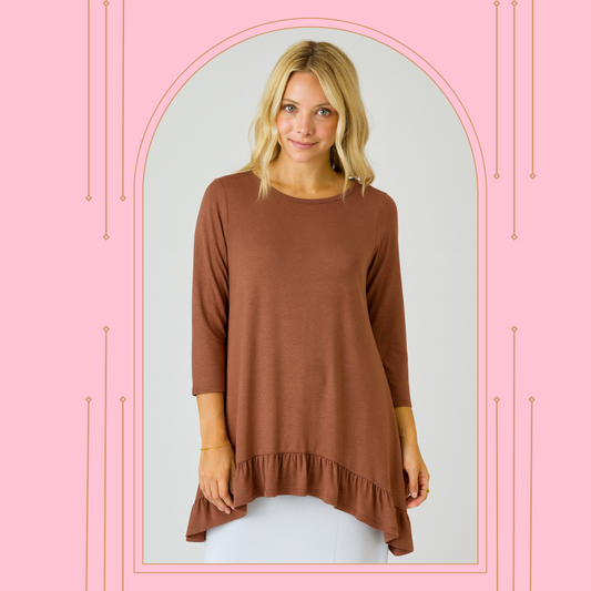 NEW!  "Clay" Ruffle Top: S-3X