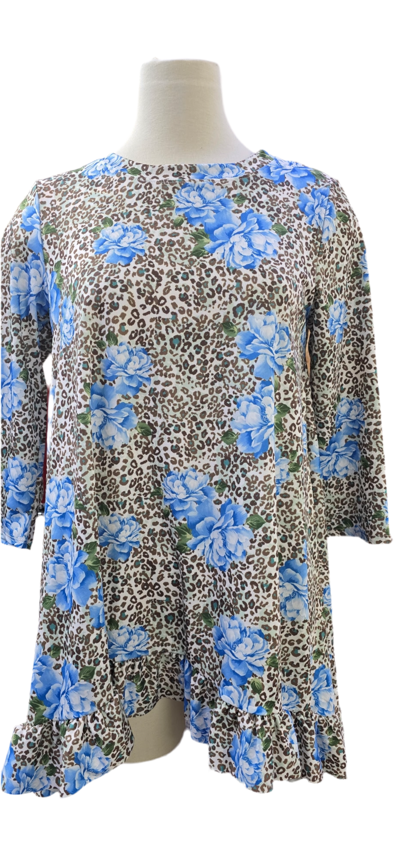 Blue Cheetah Top: Small: FINAL SALE! Cannot Be Returned!