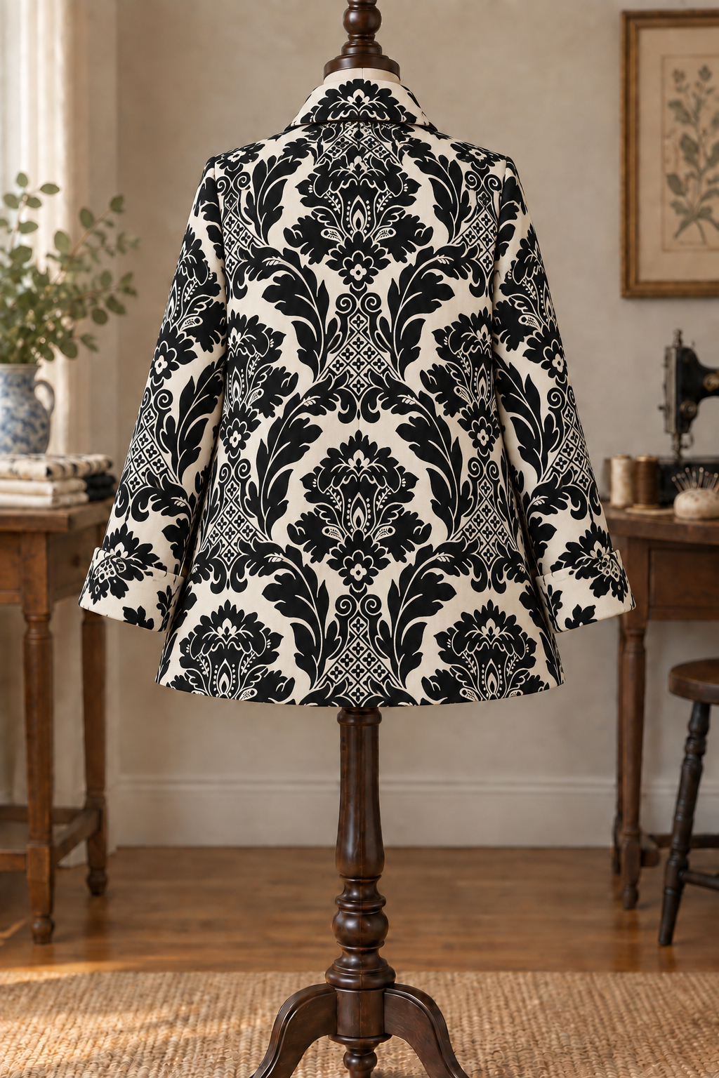 NEW! Black/Ivory "Damask" Jacket (Made to Order)