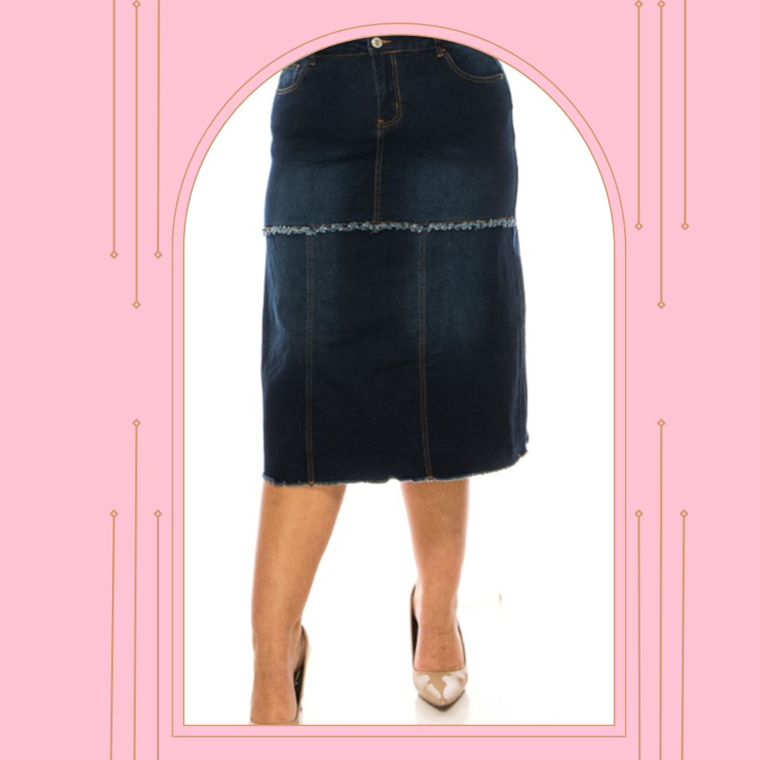 NEW! "Darla" 32" Jean Skirt S-3X