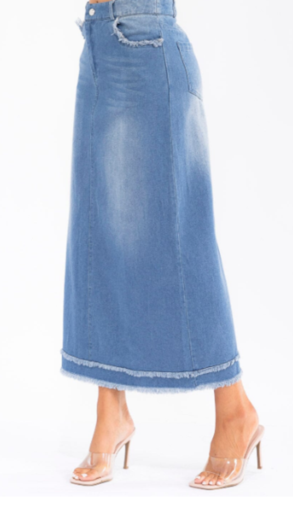 NEW! "Dawn" Light Indigo Maxi Jean Skirt: S-XL