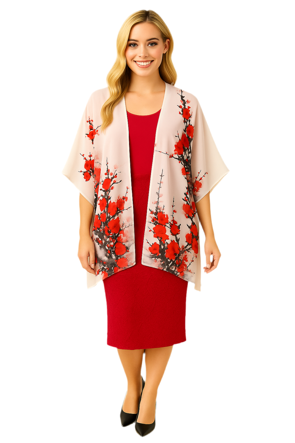 NEW! Red Plum Floral Kimono