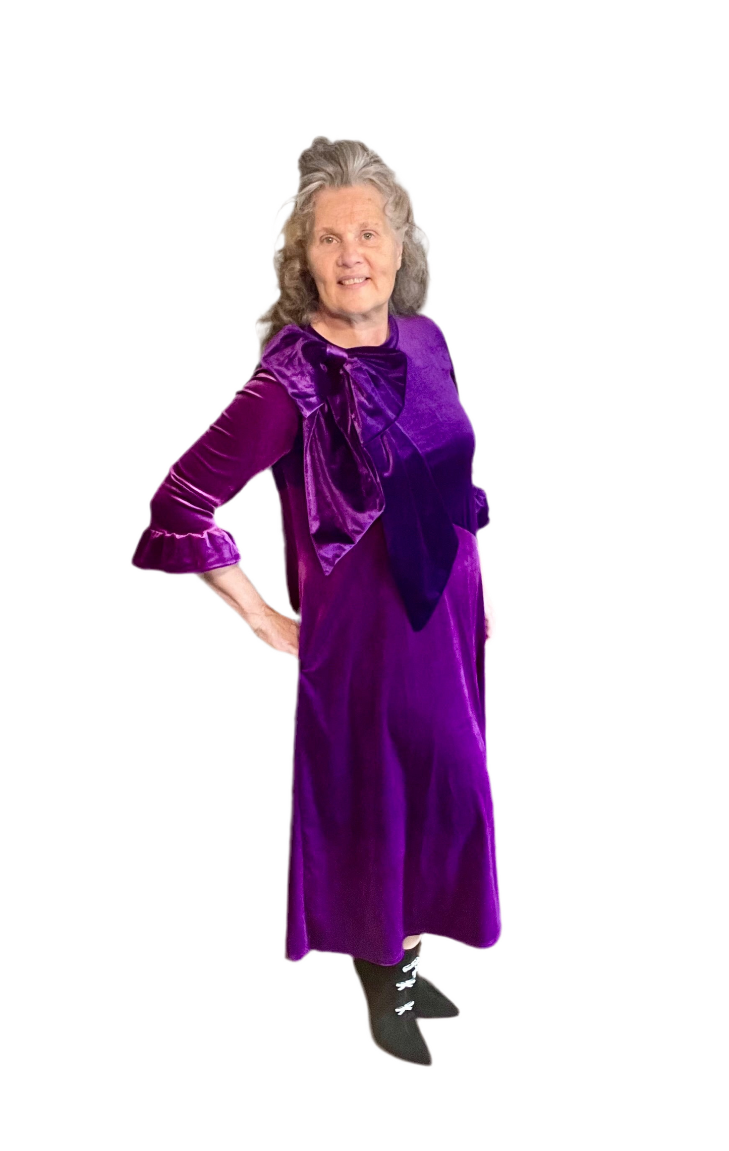 Purple/Plum Velvet Dress: S-3X. Can Be Returned For Exchange Only!
