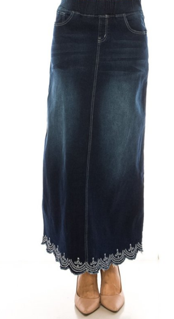 The “Lacey” Maxi Denim Skirt: S-5X. Best Selling!