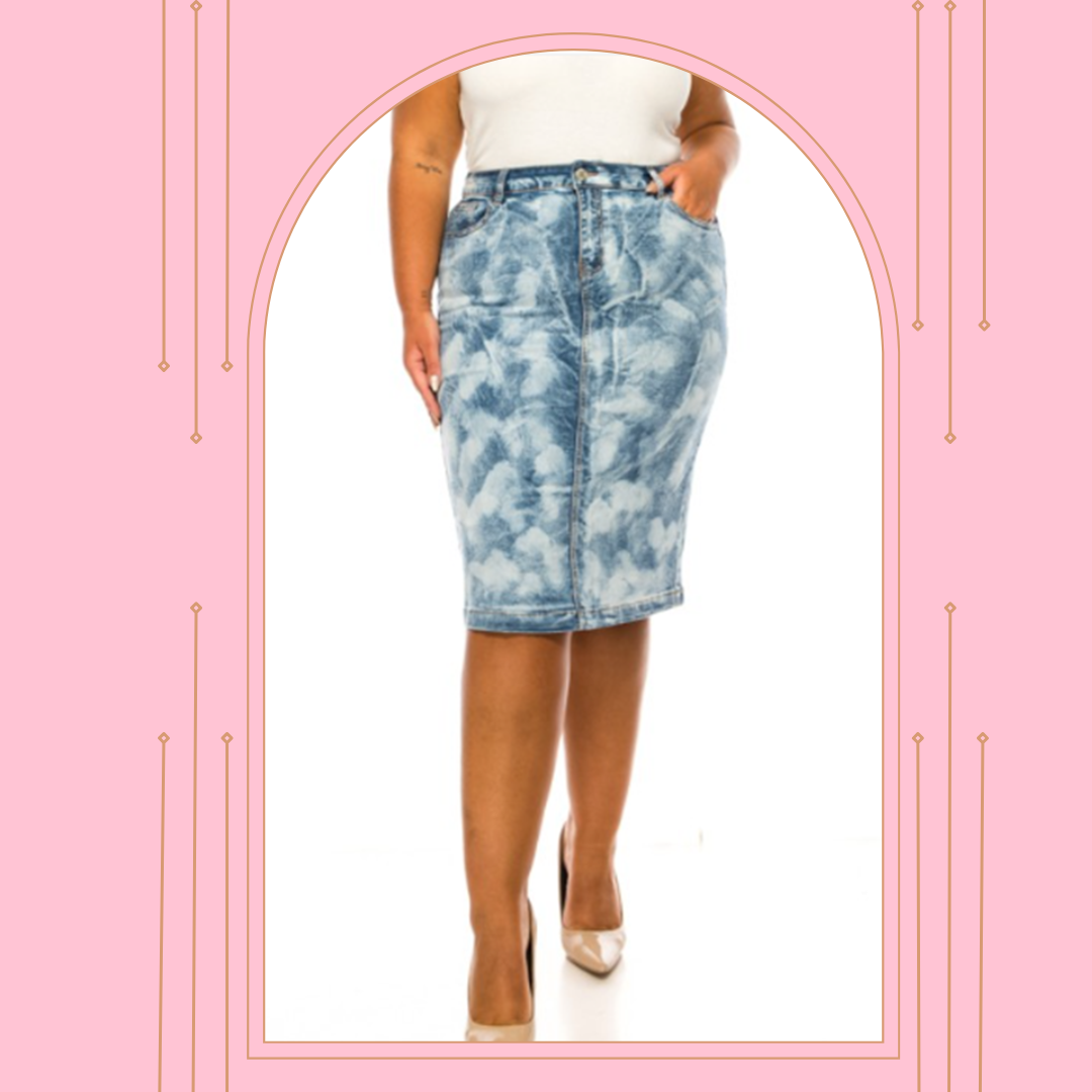 NEW! "Flora" Jean Skirt : S-3X