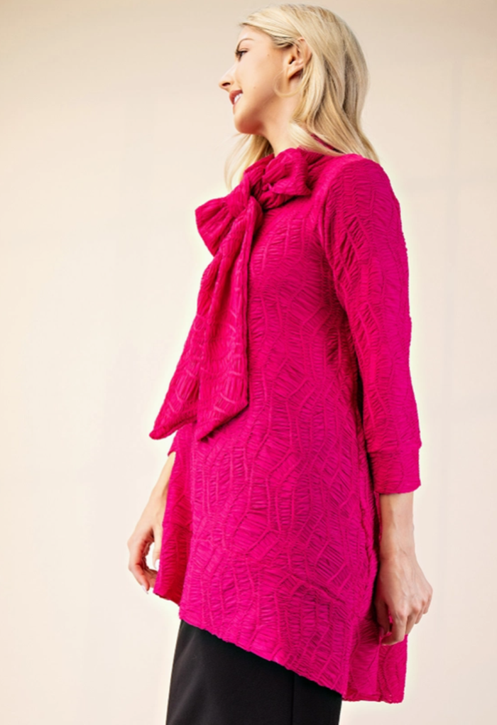 Hot Pink Bow Top!  S-M. FINAL SALE! Cannot Be Returned!