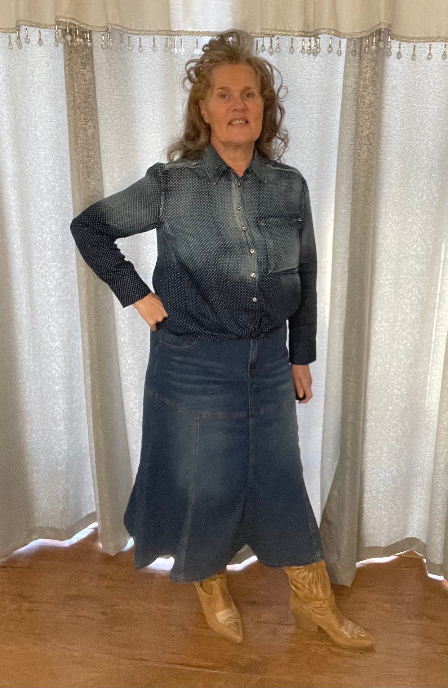 The "Eleanor" Jean Skirt XS . Final Sale! Cannot be Returned!