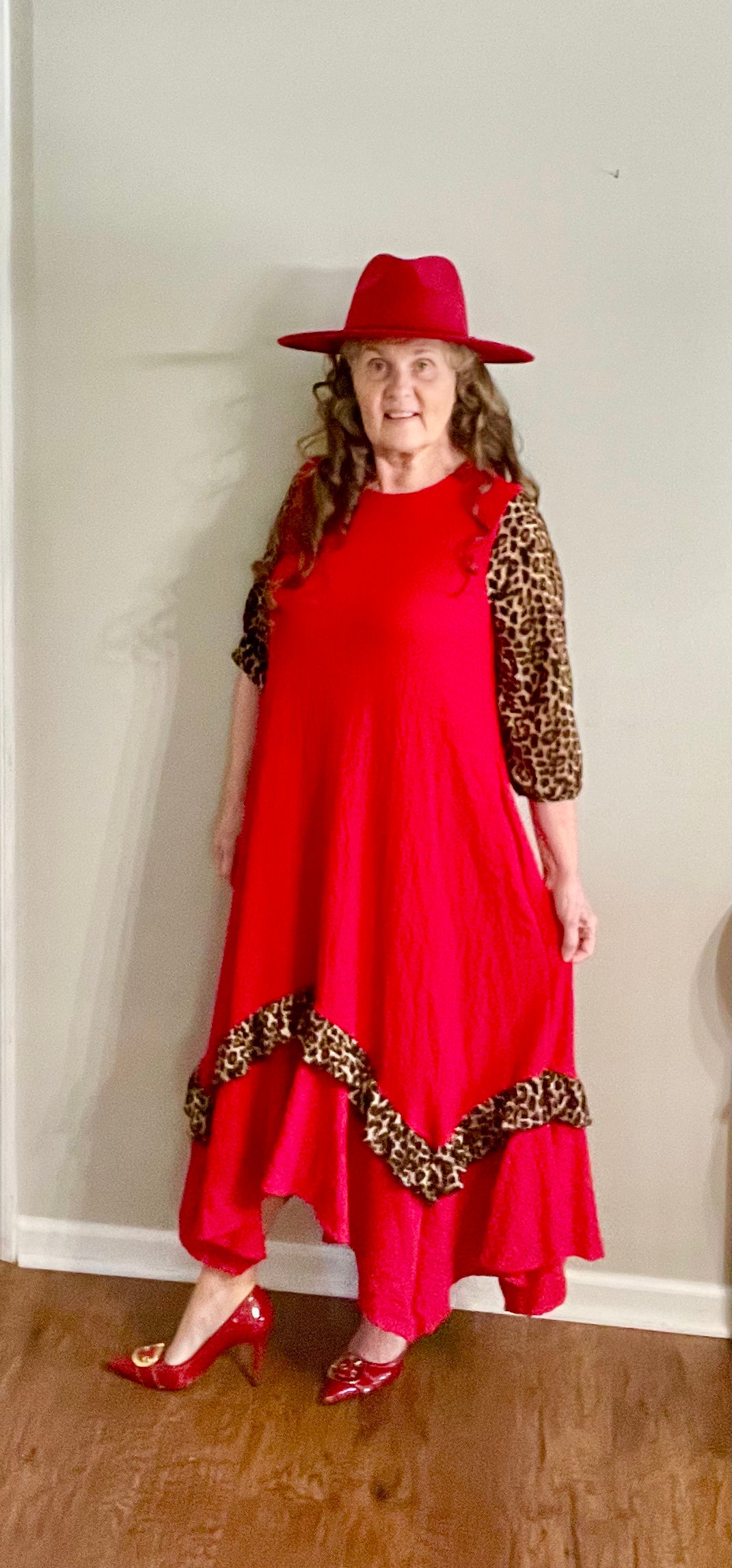 New! "Rebecca" Red/Leopard Dress: S-3X