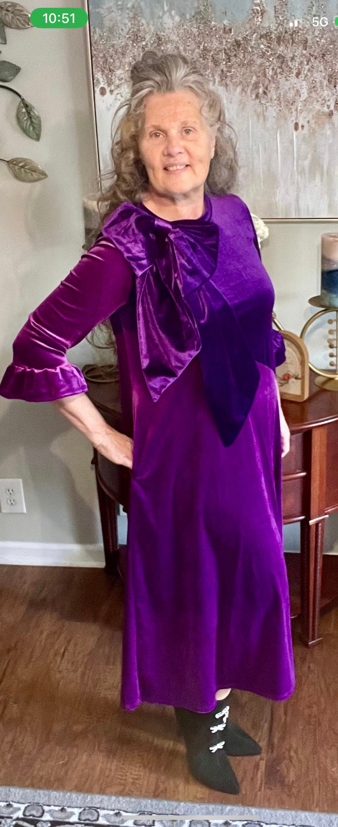Purple/Plum Velvet Dress: S-3X. Can Be Returned For Exchange Only!