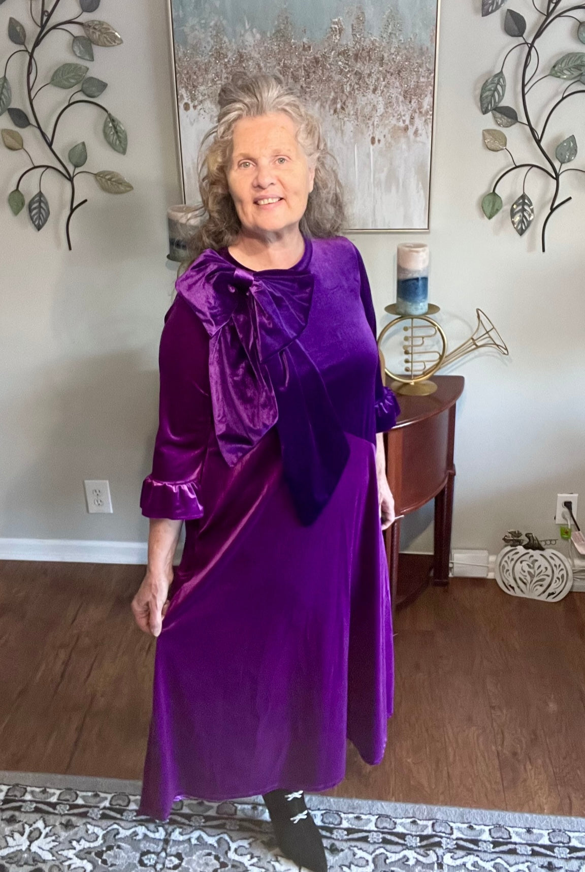 Purple/Plum Velvet Dress: S-3X. Can Be Returned For Exchange Only!