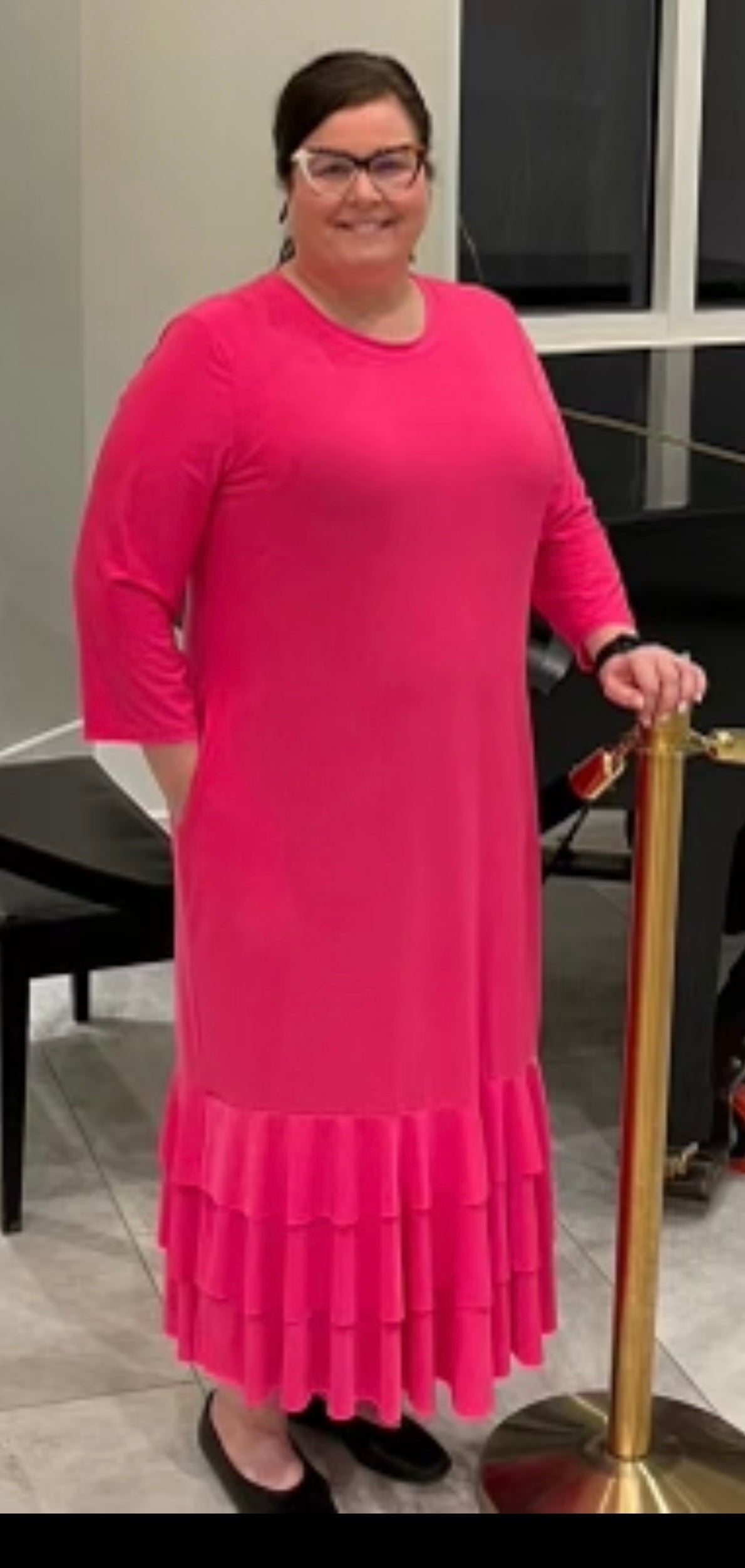 Fuchsia Ruffle Hem Dress: S- M Final Sale!  Cannot be Returned!