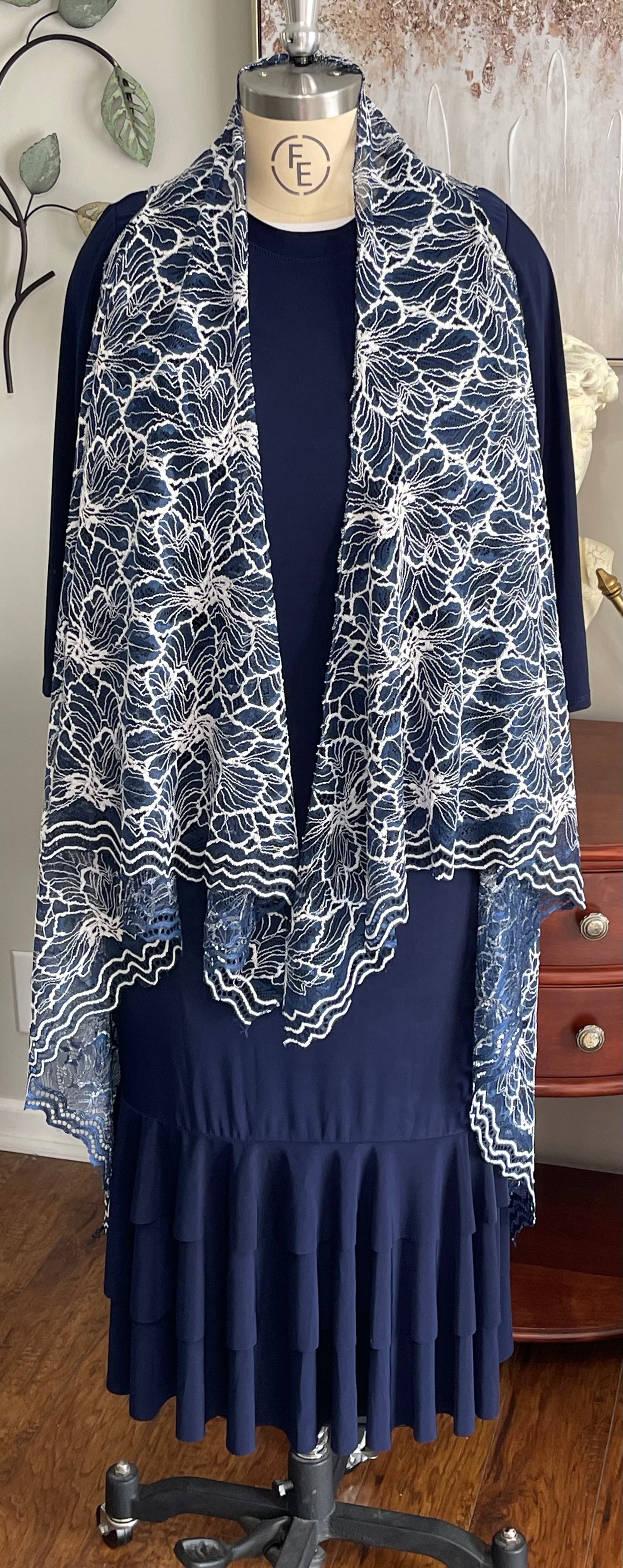 Navy Two Tone Lace Vest (S-2X)