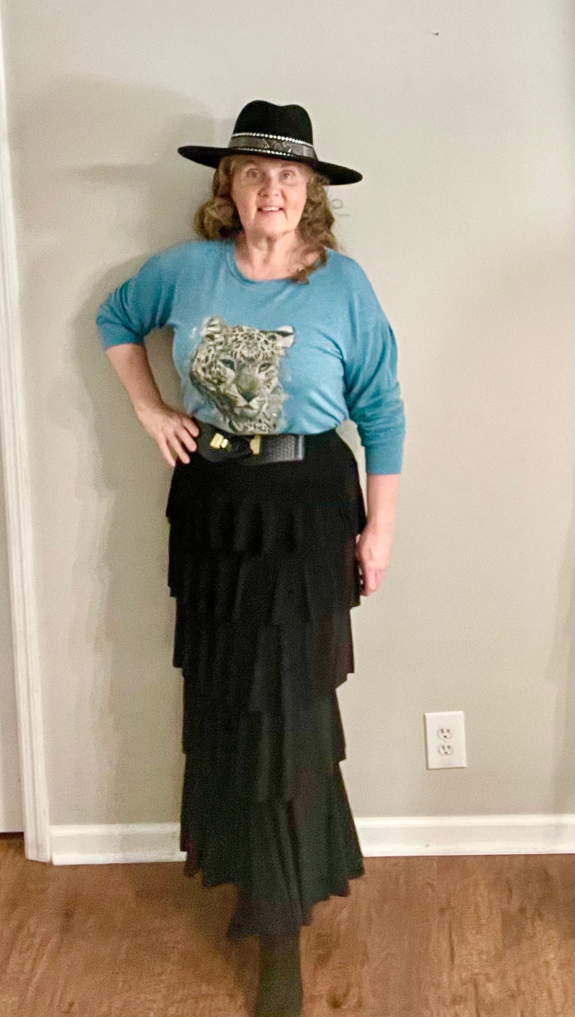 NEW! Teal Leopard Top: S-L (Generous Fit!)