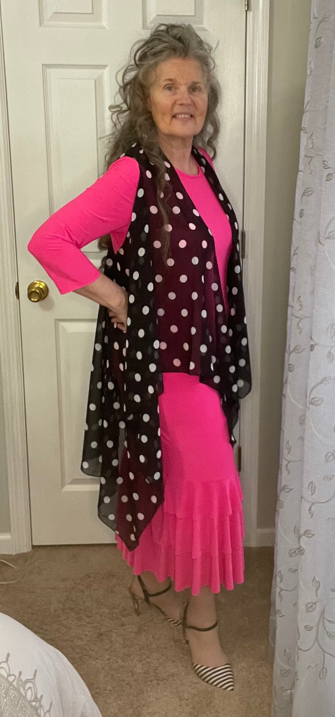 Fuchsia Ruffle Hem Dress: S- M Final Sale!  Cannot be Returned!