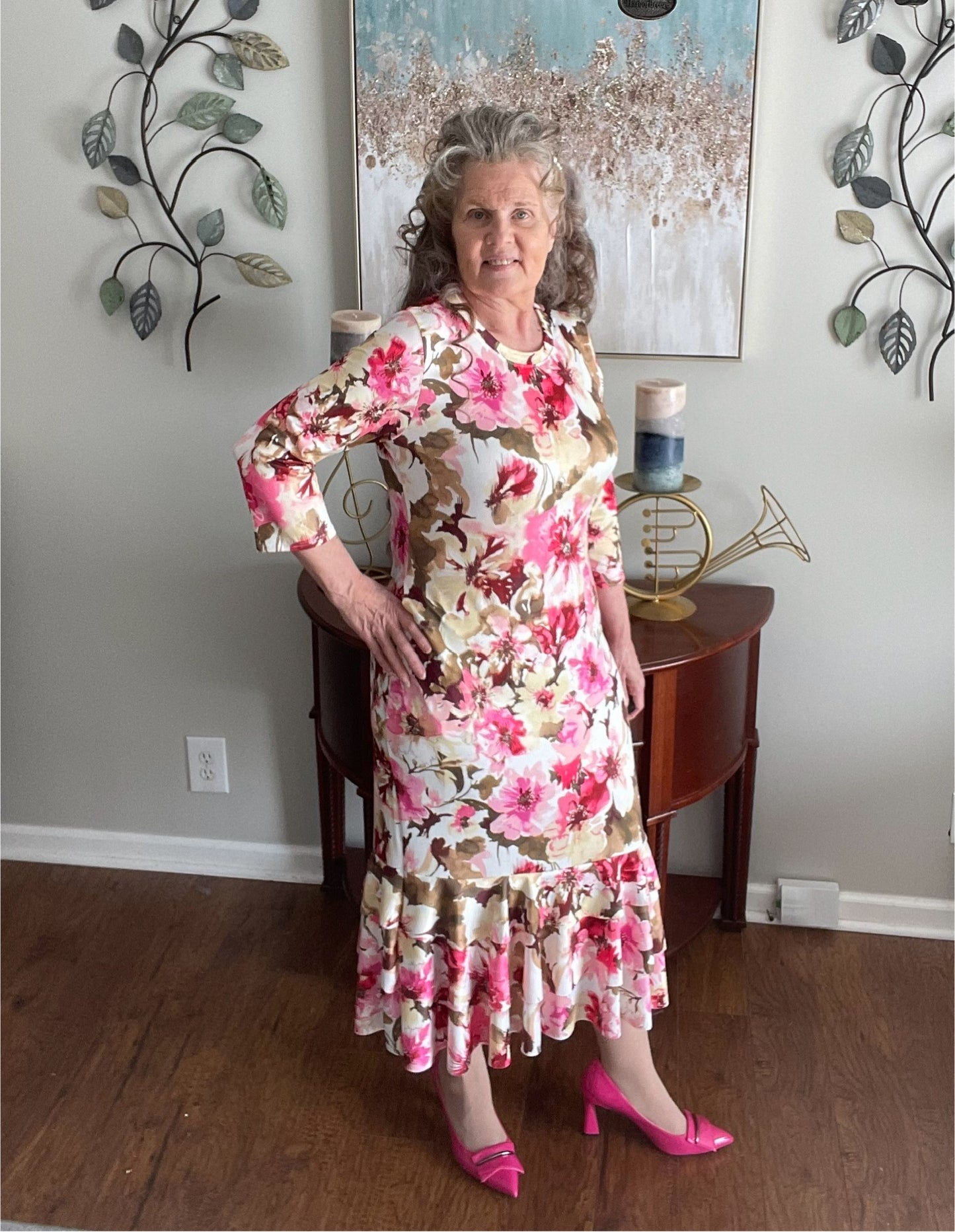 Pink Floral Ruffle Dress: Small FINAL SALE! Cannot Be Returned!