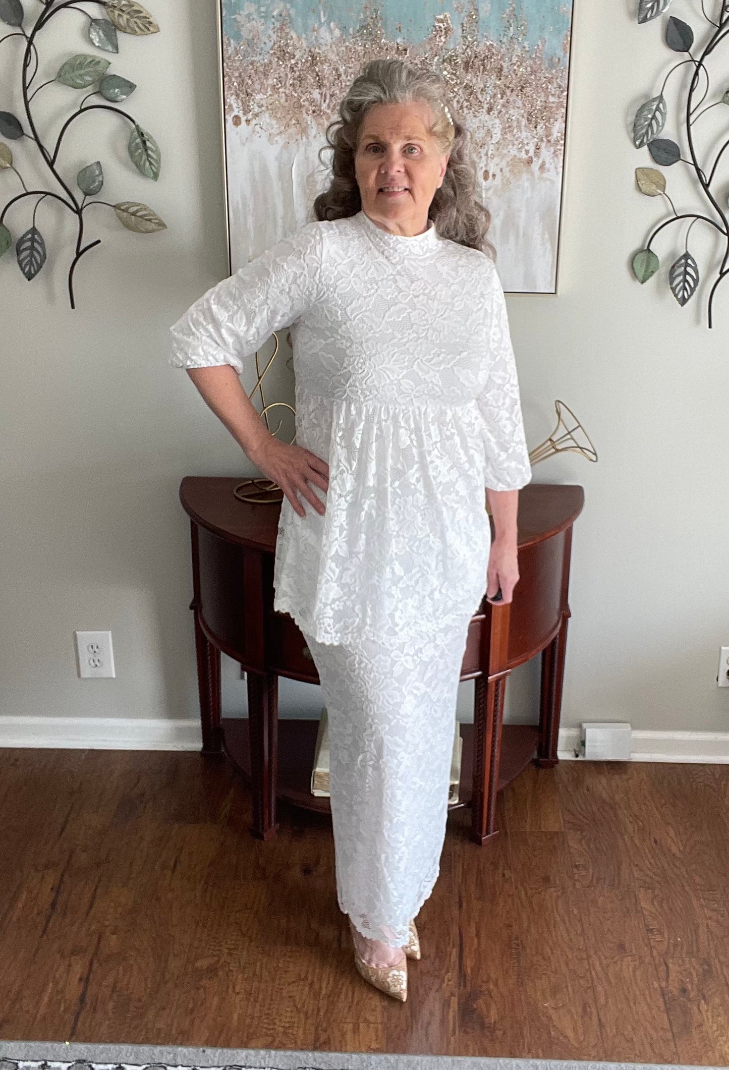 White Lace Top: S-L & 1X . FINAL SALE! Cannot Be Returned!