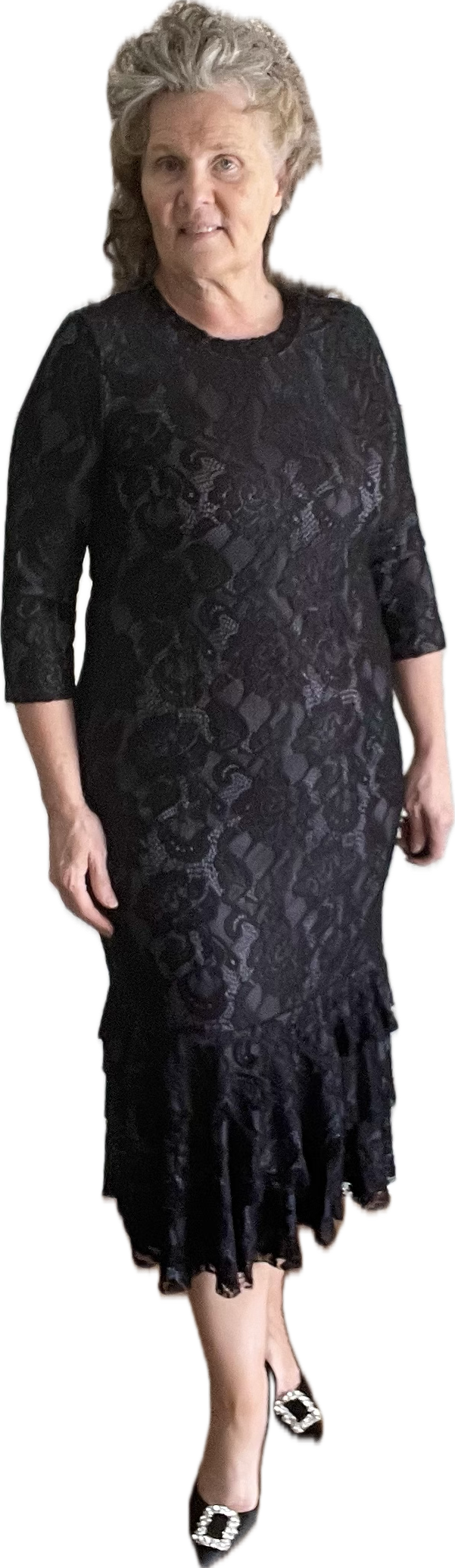 BLACK LACE MIDI DRESS WITH LINING  Small only. FINAL SALE! Cannot Be Returned!