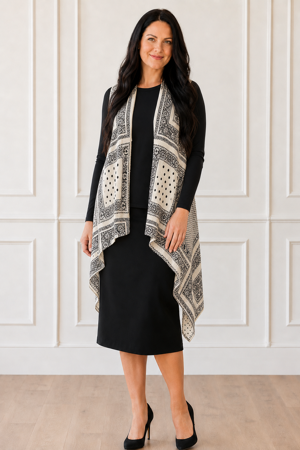 NEW Ivory Multi Print Vest! (One Size Fits Most Up to 1X)