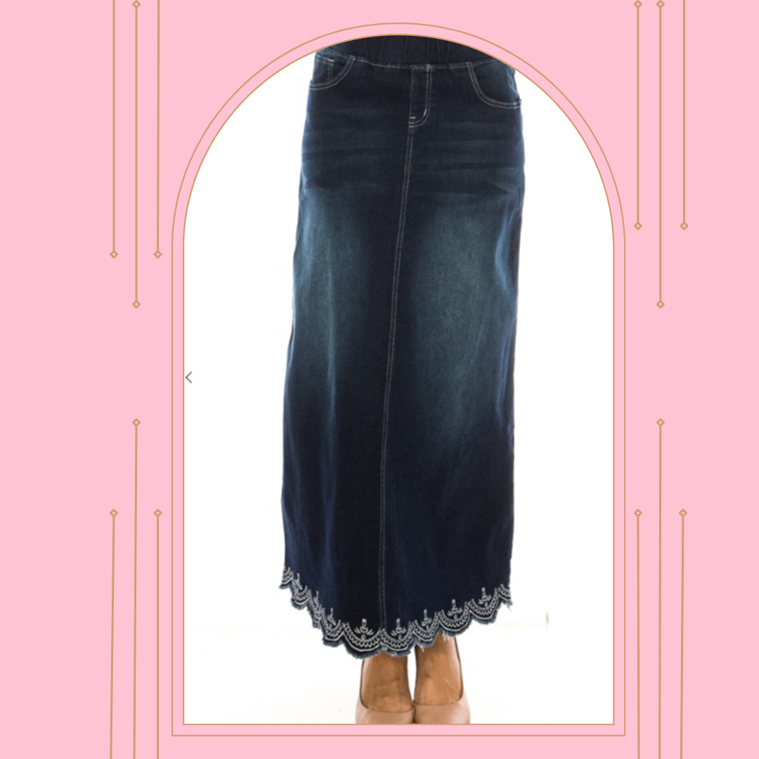 The “Lacey” Maxi Denim Skirt: S-5X. Best Selling!