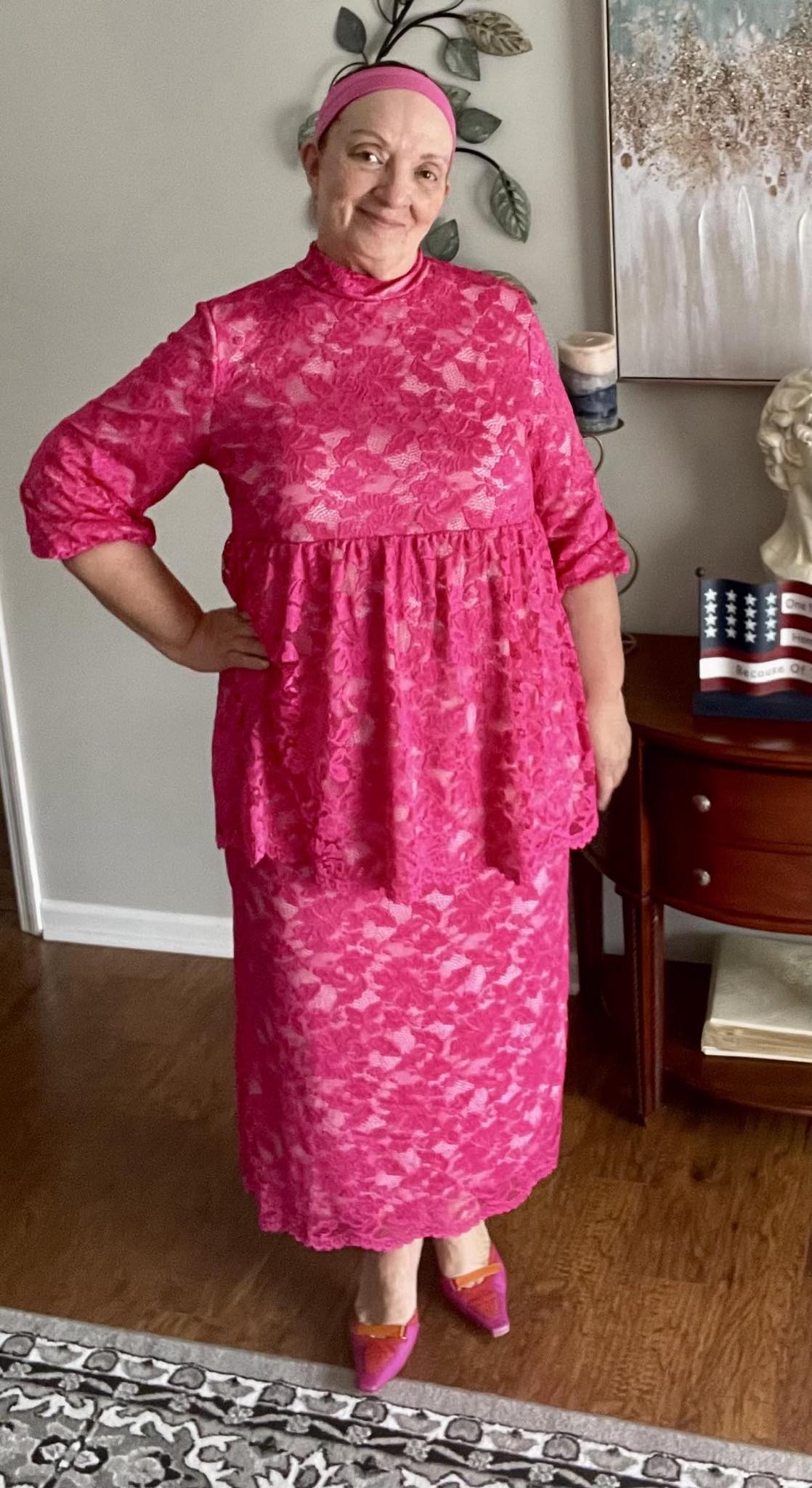 Magenta Lace Top: S-L FINAL SALE! Cannot Be Returned!