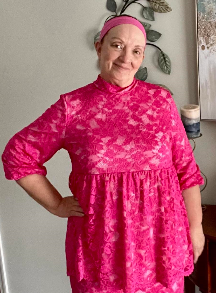 Magenta Lace Top: S-L FINAL SALE! Cannot Be Returned!