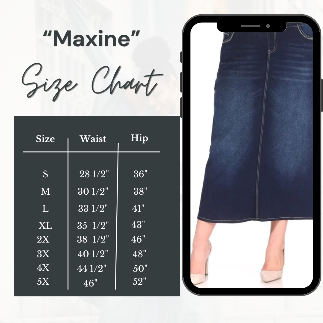 The “Maxine” Jean Skirt S- 5X. Best Selling!
