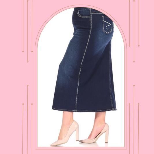 The “Maxine” Jean Skirt S- 5X. Best Selling!
